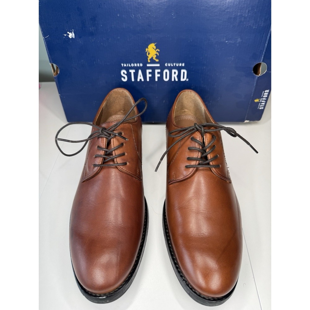 Stafford Mens Size 10 M Brown Leather Oxford Dress Shoes Lace Up
